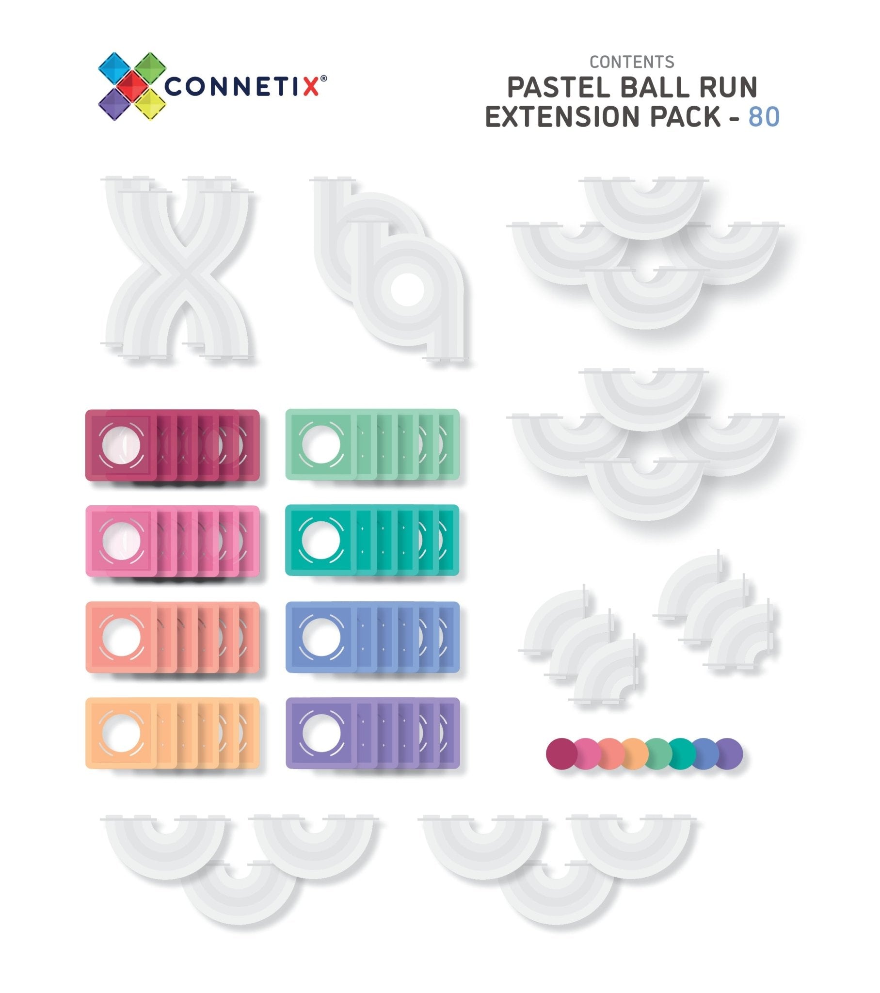 Connetix Tiles Pastel Ball Run Expansion Pack (80 st) - Connetix - Spelen